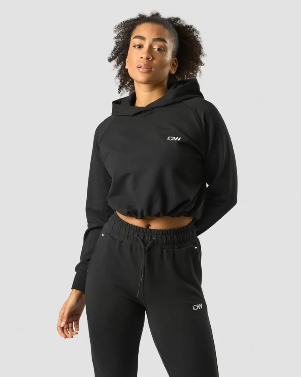 Women ICIW Adjustable Cropped Hoodie Black Wmn