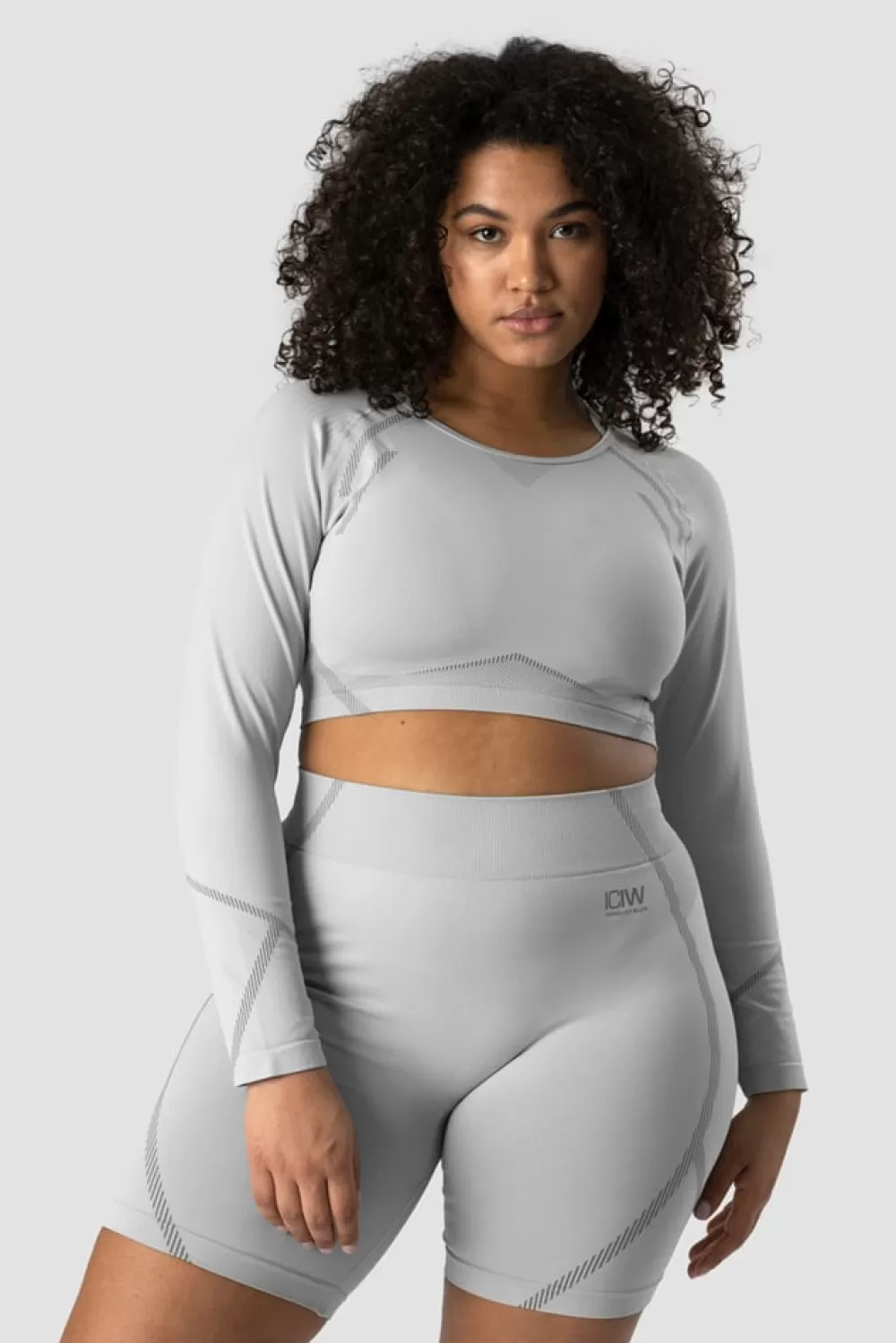 Women ICIW Blick Seamless Crop Top Light Grey