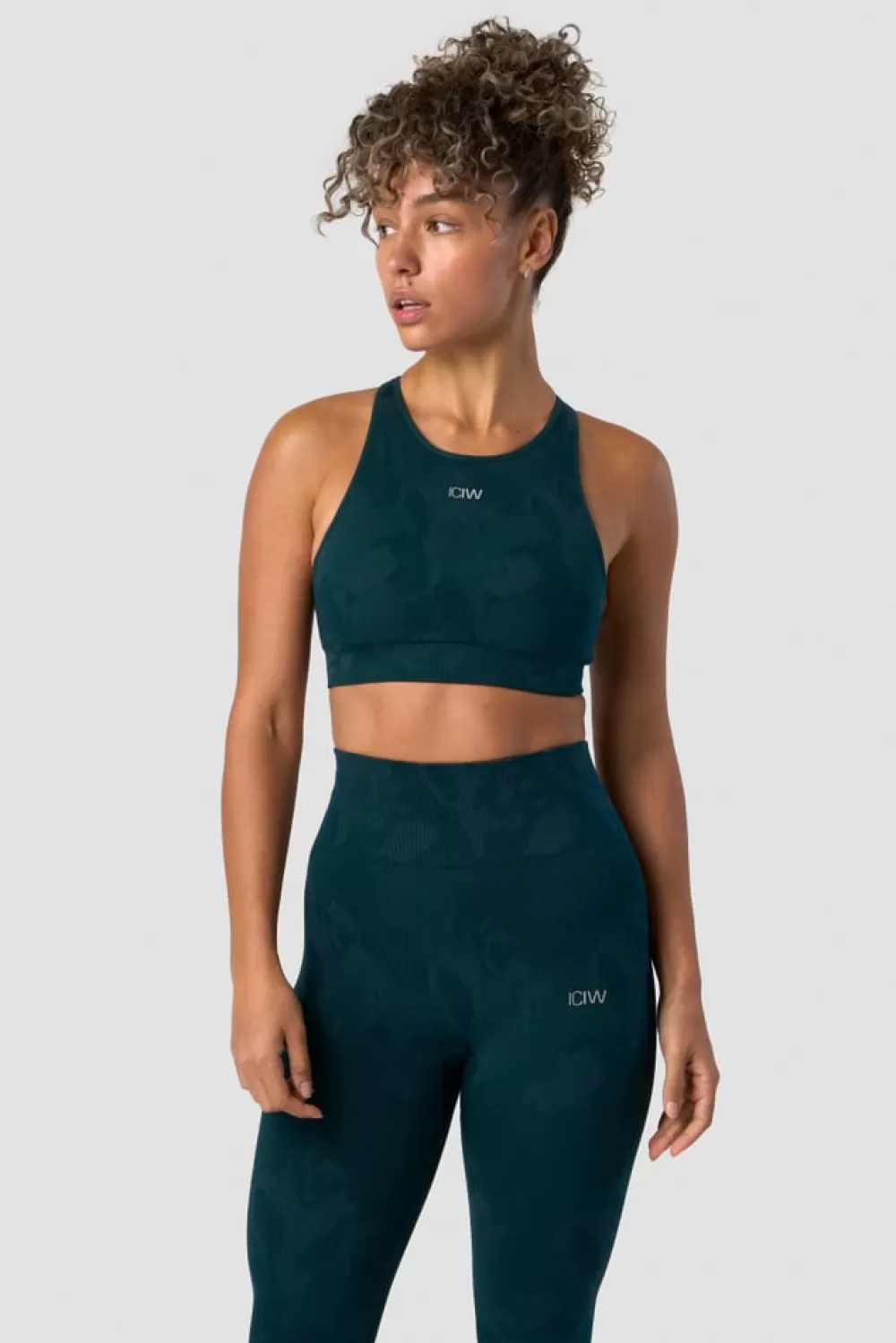 Women ICIW Camo Seamless Sports Bra Dk Teal