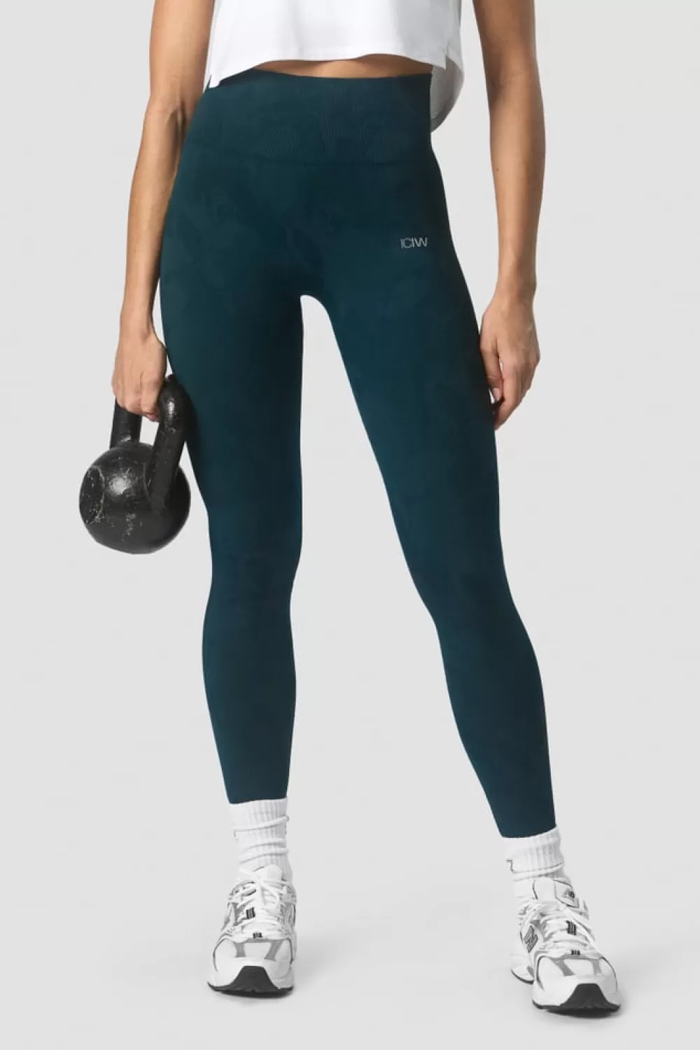 Women ICIW Camo Seamless Tights Dk Teal