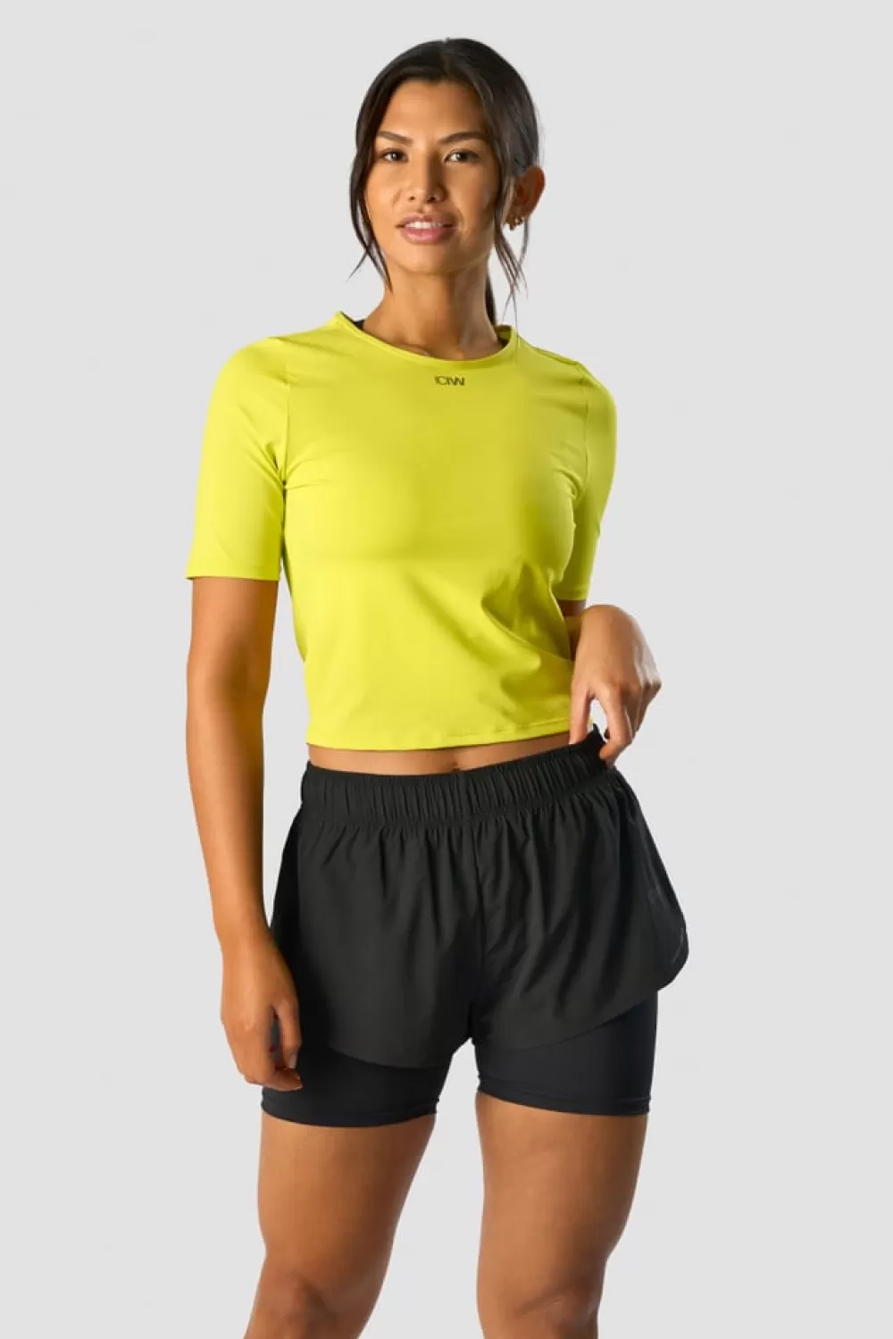 Women ICIW Charge Cropped Mid Sleeve Wmn Acid Yellow