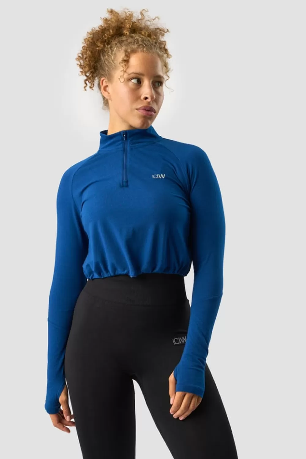 Women ICIW Define Cropped 1/4 Zip Adjustable Dark Navy