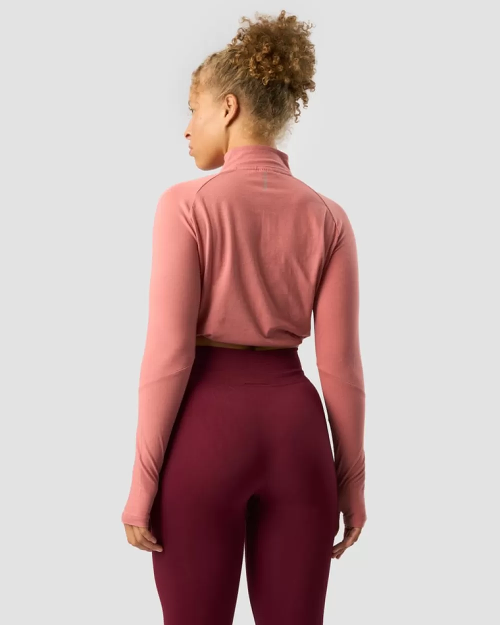 Women ICIW Define Cropped 1/4 Zip Adjustable Dk Rose