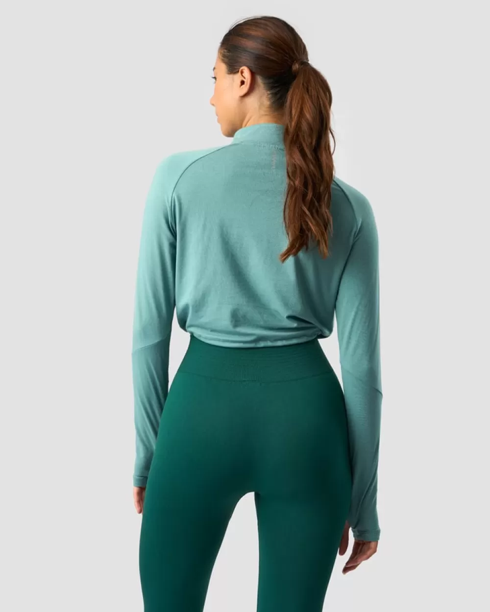 Women ICIW Define Cropped 1/4 Zip Adjustable Mineral Green