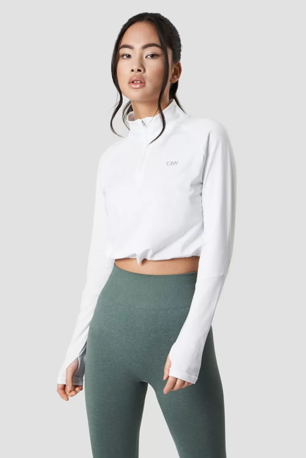 Women ICIW Define Cropped 1/4 Zip Adjustable White