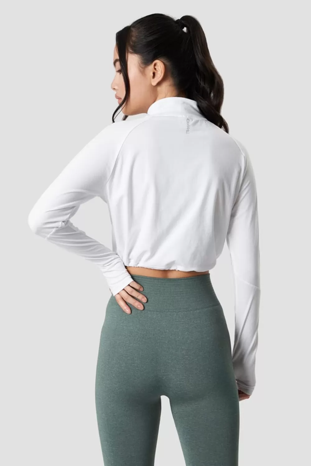 Women ICIW Define Cropped 1/4 Zip Adjustable White