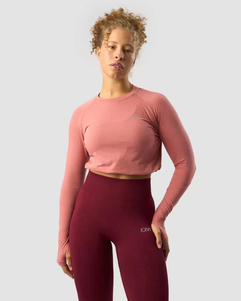 Women ICIW Define Cropped Adjustable Long Sleeve Dk Rose