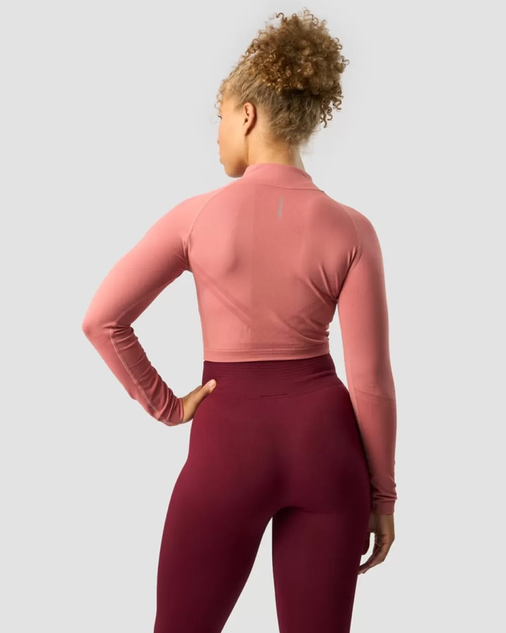 Women ICIW Define Seamless Cropped 1/4 Zip Dk Rose