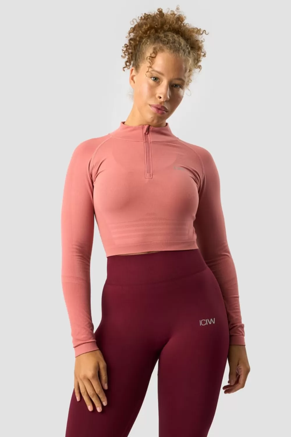 Women ICIW Define Seamless Cropped 1/4 Zip Rose