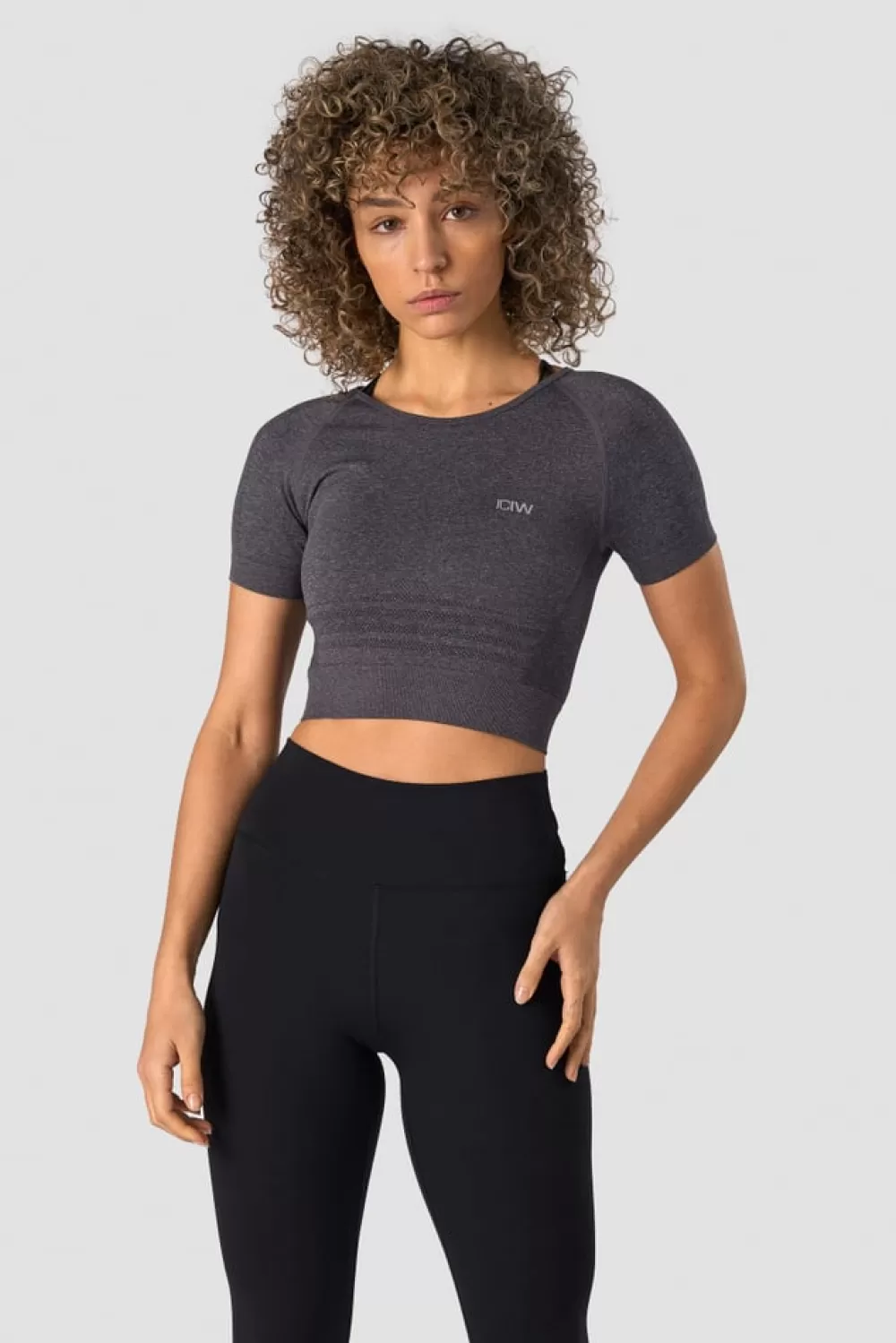 Women ICIW Define Seamless Cropped T-shirt Grey Melange Wmn