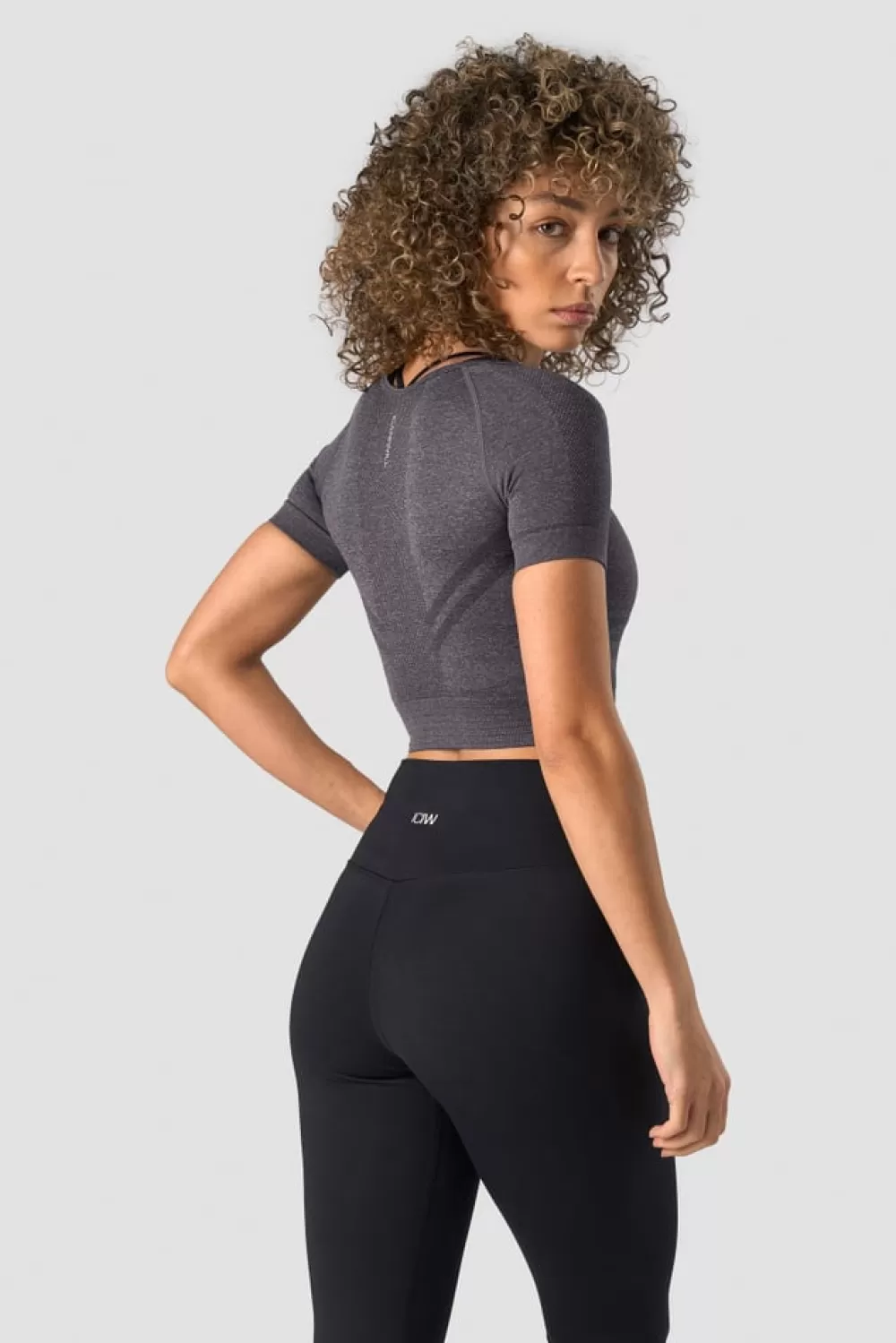 Women ICIW Define Seamless Cropped T-shirt Grey Melange Wmn