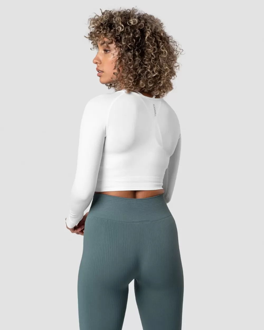 Women ICIW Define Seamless LS Crop Top White Wmn