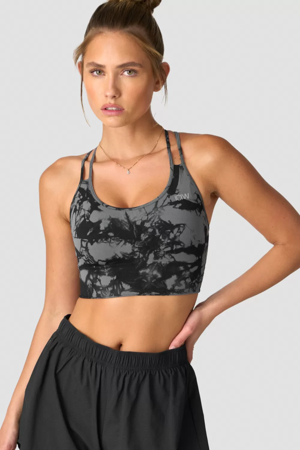 Women ICIW Define Seamless Tie Dye Sports Bra Black