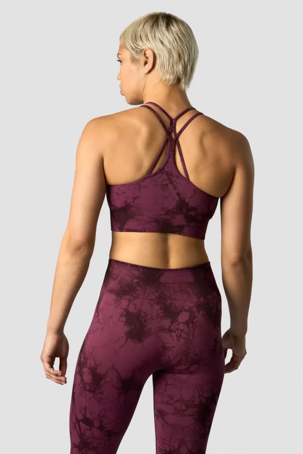 Women ICIW Define Seamless Tie Dye Sports Bra Burgundy