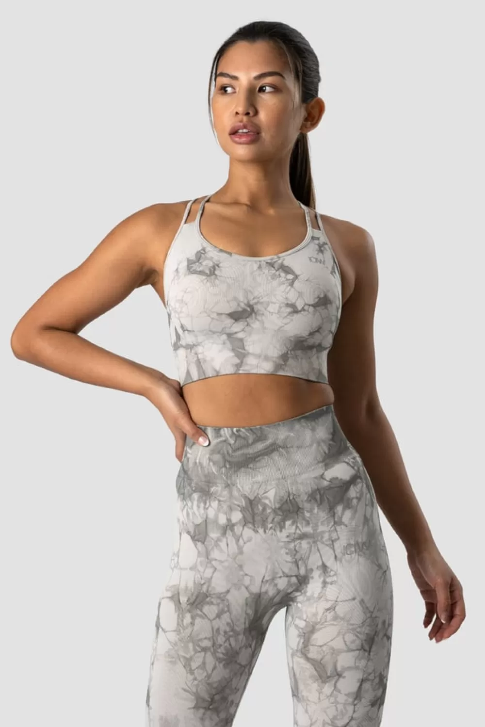 Women ICIW Define Seamless Tie Dye Sports Bra Grey