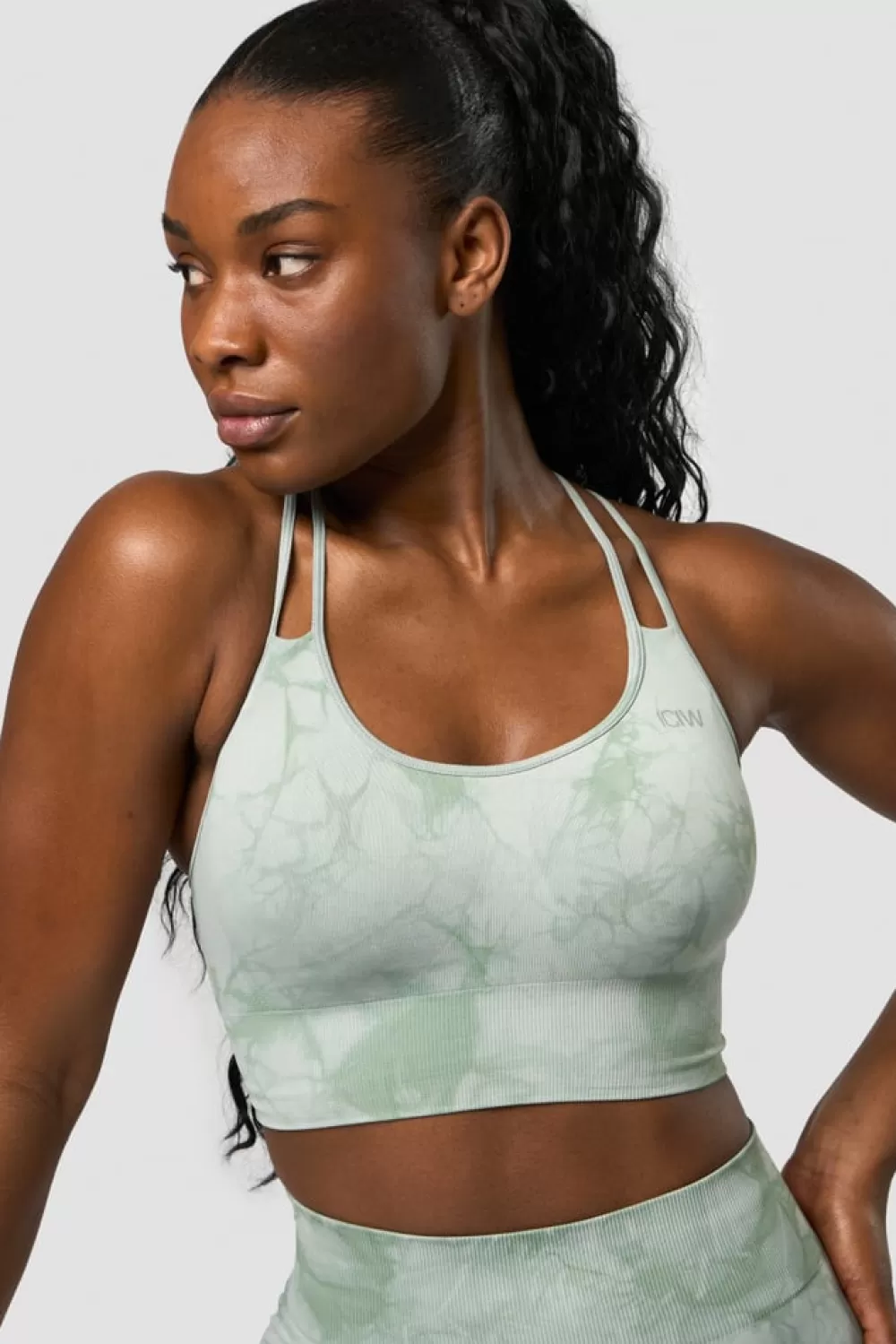 Women ICIW Define Seamless Tie Dye Sports Bra Light Sea Green