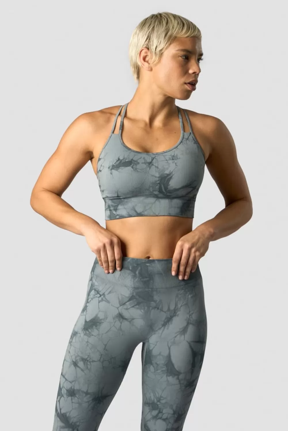 Women ICIW Define Seamless Tie Dye Sports Bra Stormy Blue