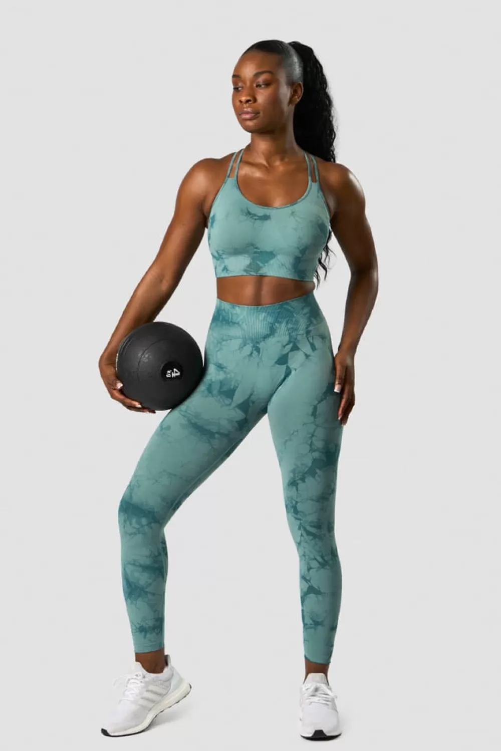 Women ICIW Define Seamless Tie Dye Sports Bra Teal