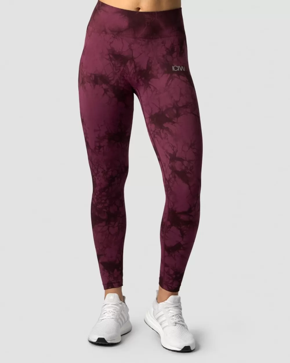 Women ICIW Define Seamless Tie Dye Tights Burgundy