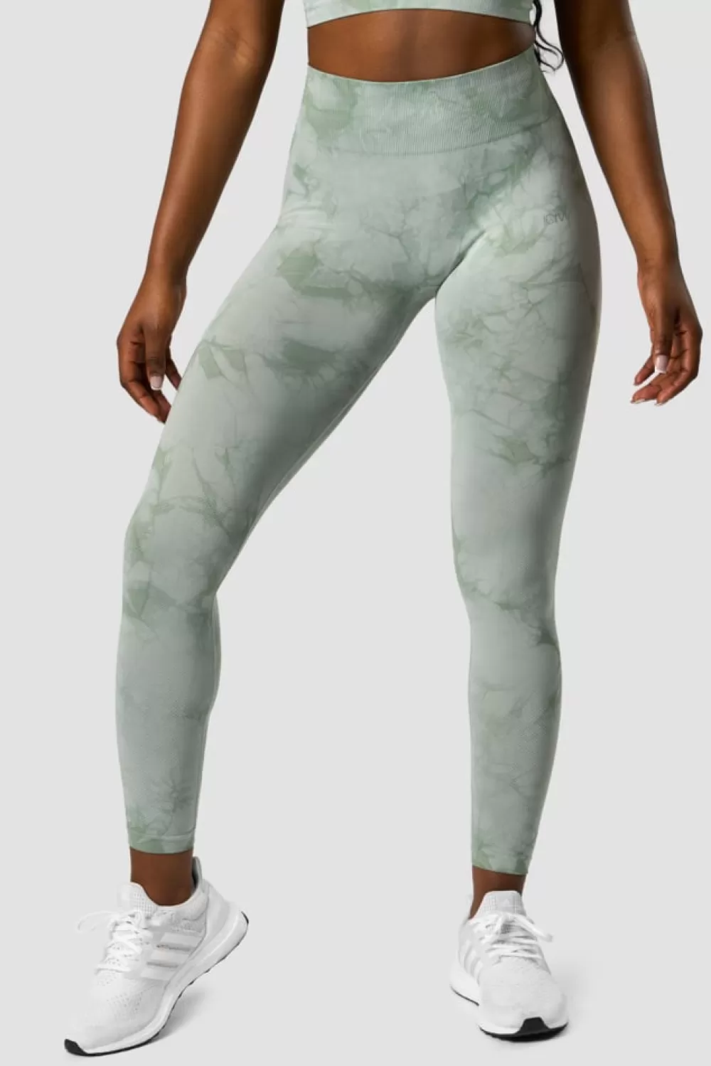 Women ICIW Define Seamless Tie Dye Tights Light Sea Green