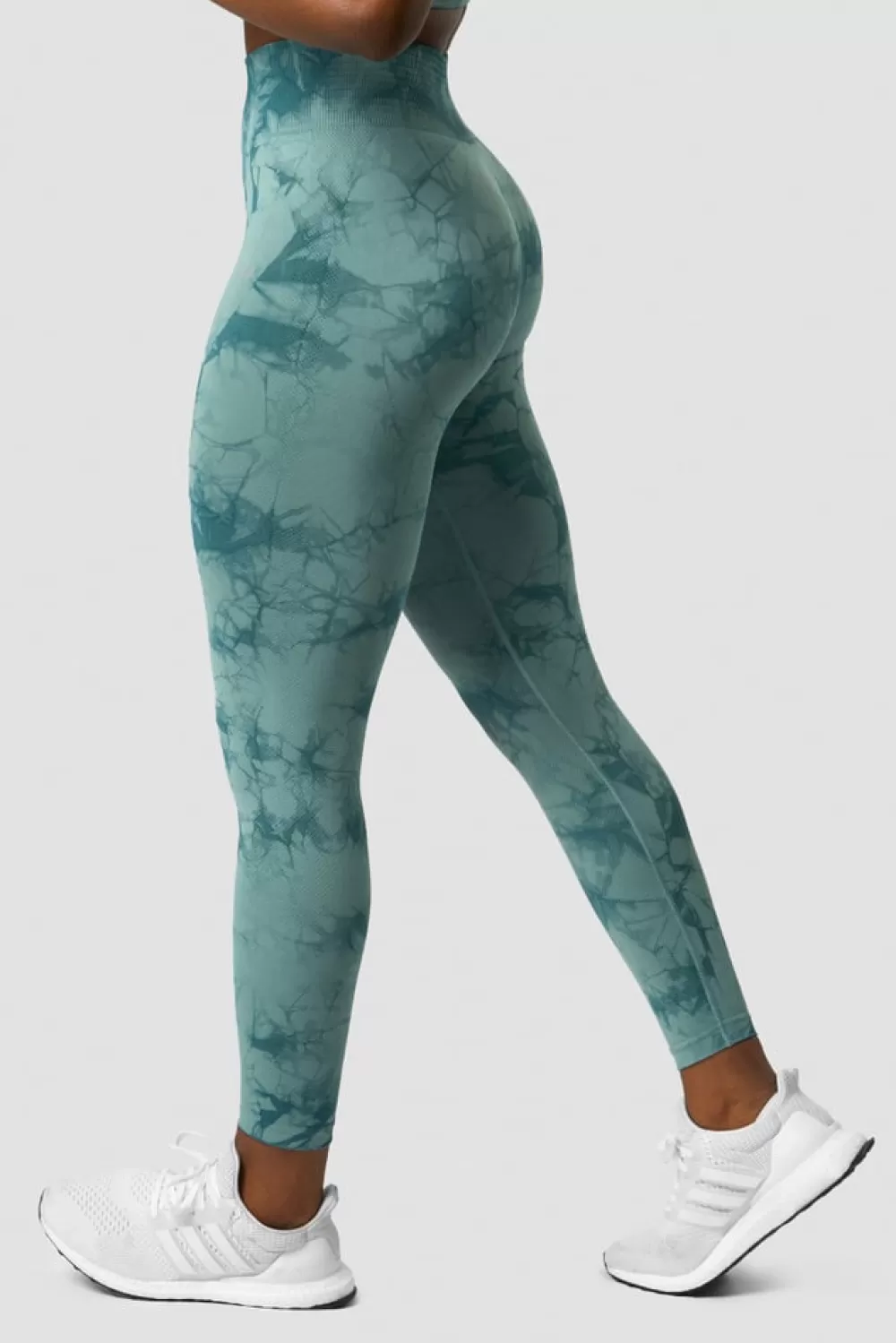 Women ICIW Define Seamless Tie Dye Tights Teal