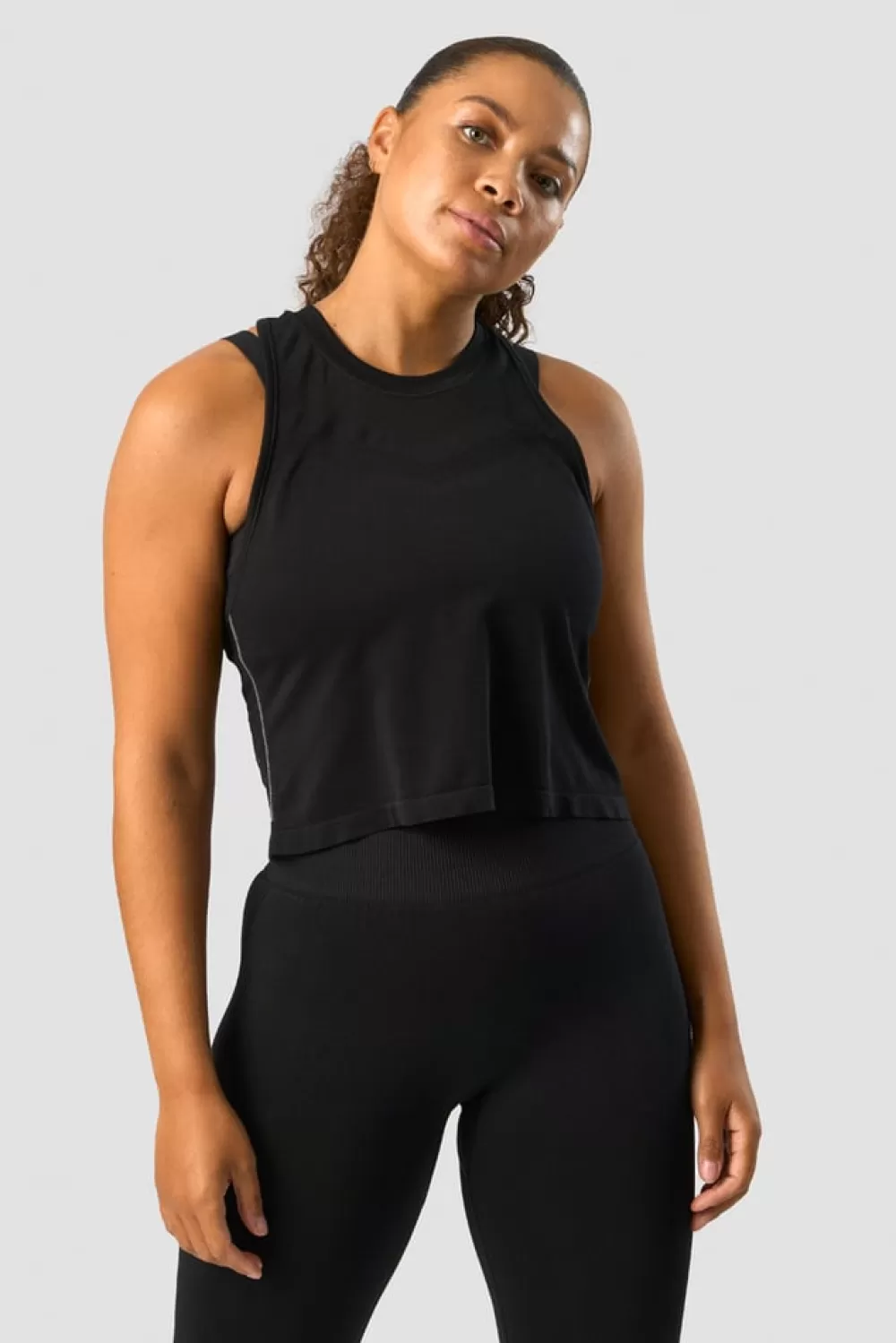 Women ICIW Deluxe Seamless Cropped Tank Top Black