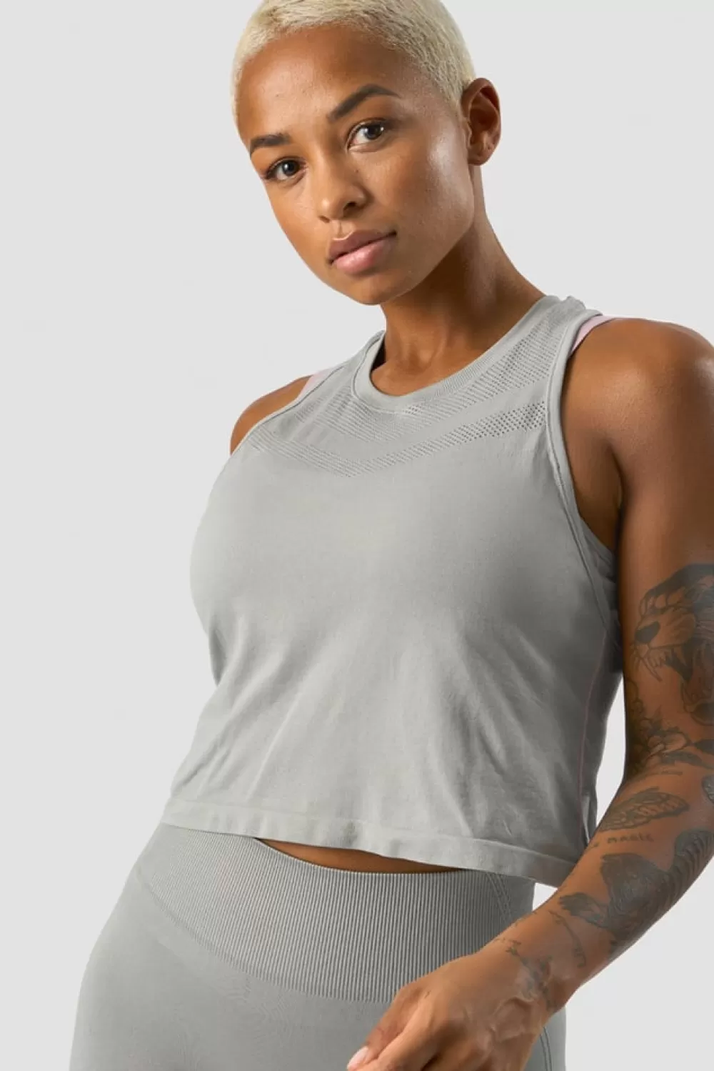 Women ICIW Deluxe Seamless Cropped Tank Top Grey