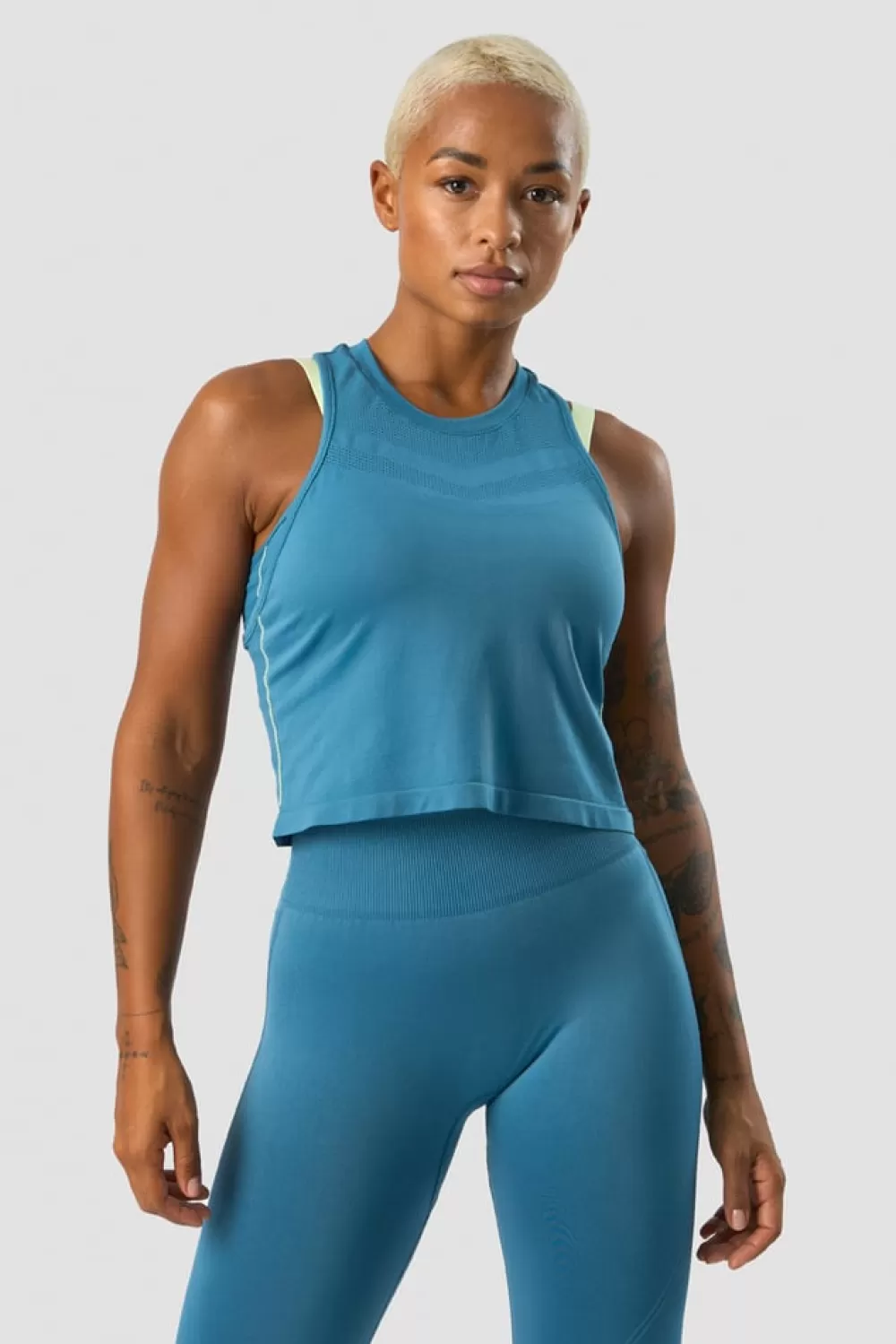 Women ICIW Deluxe Seamless Cropped Tank Top Teal