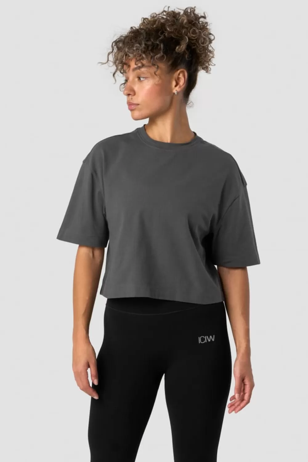 Women ICIW Everyday Cotton Cropped T-shirt Dark Grey