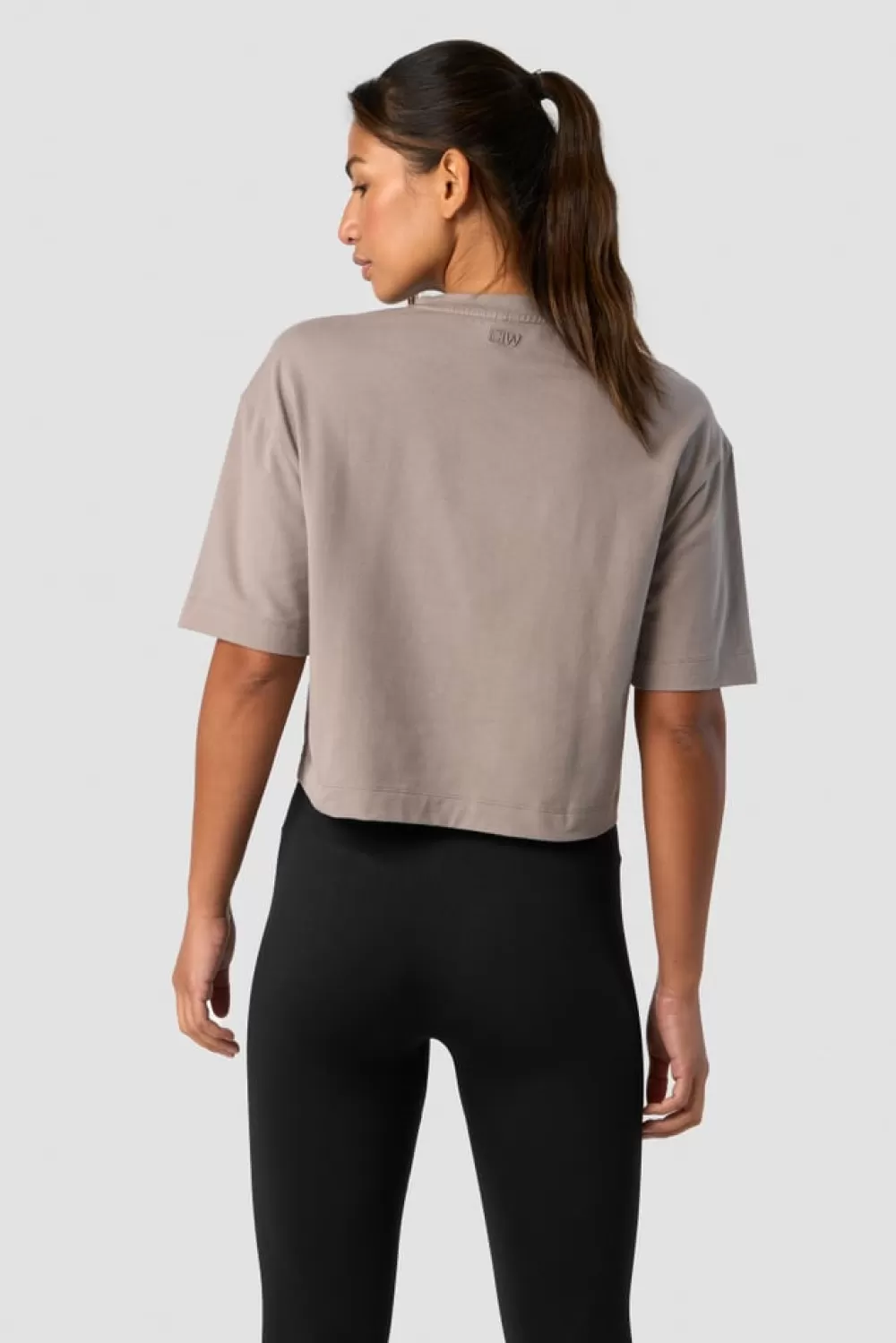 Women ICIW Everyday Cotton Cropped T-shirt Greige