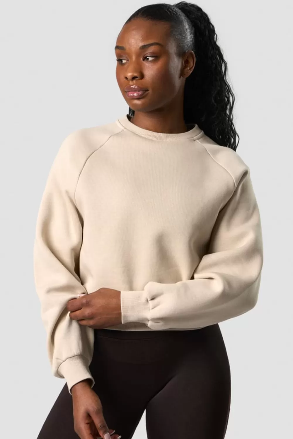 Women ICIW Everyday Cropped Crewneck Beige