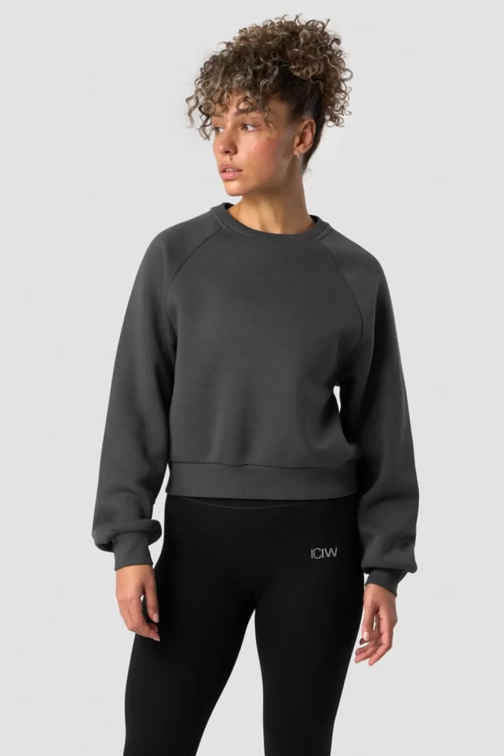 Women ICIW Everyday Cropped Crewneck Dark Grey