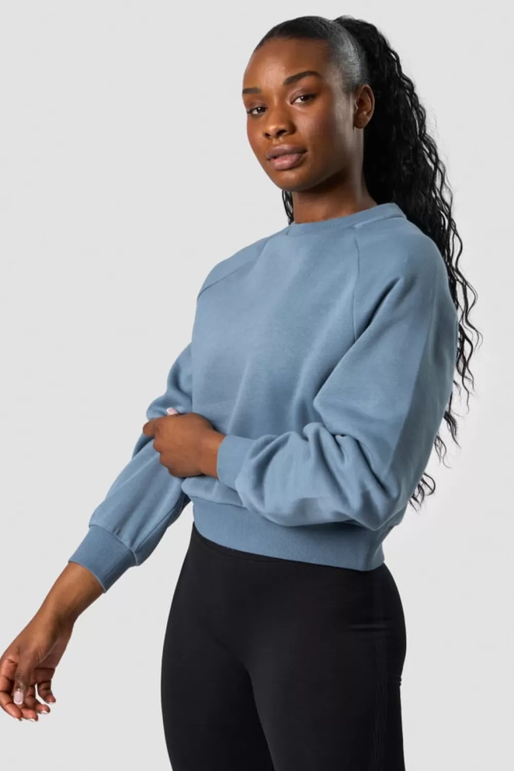 Women ICIW Everyday Cropped Crewneck Steel Blue