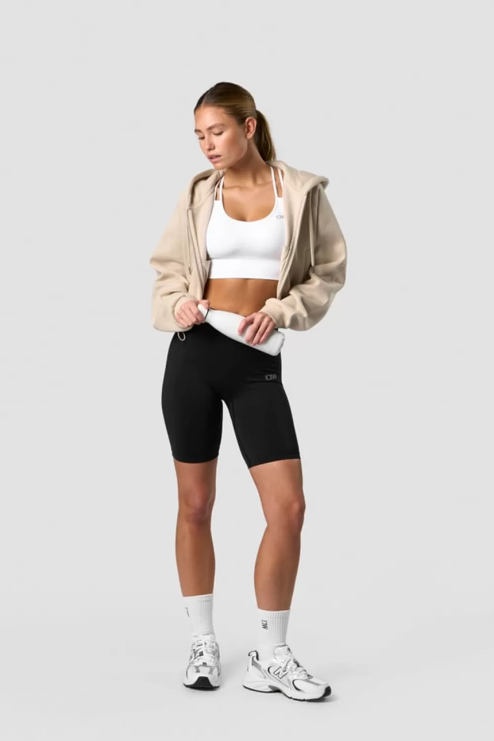 Women ICIW Everyday Cropped Zip Hoodie Wmn Beige