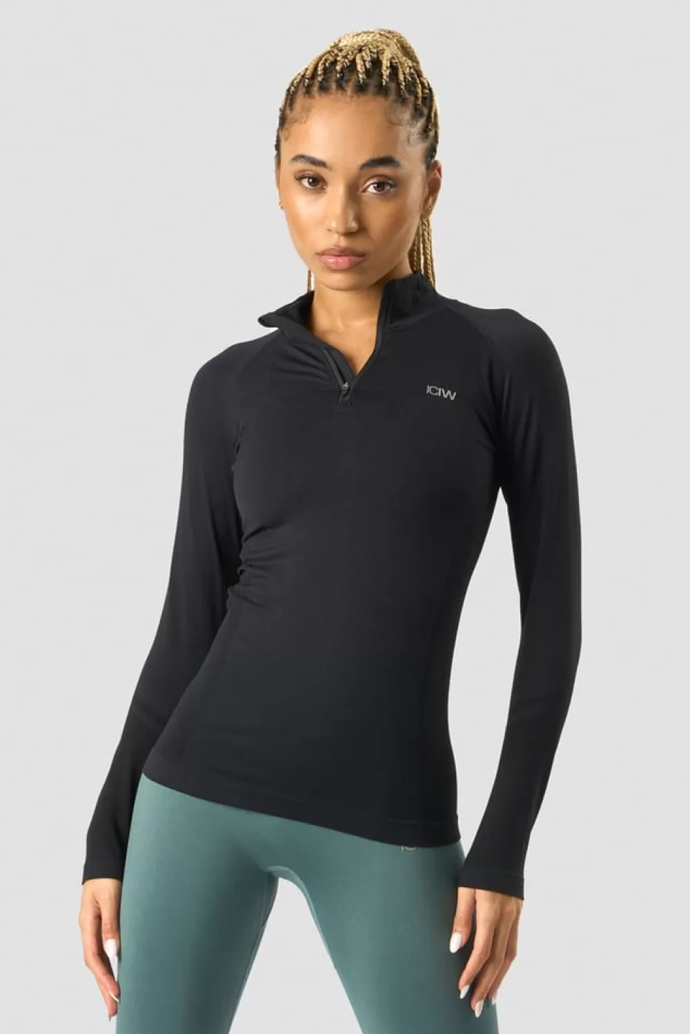 Women ICIW Everyday Seamless 1/4 Zip Wmn Black