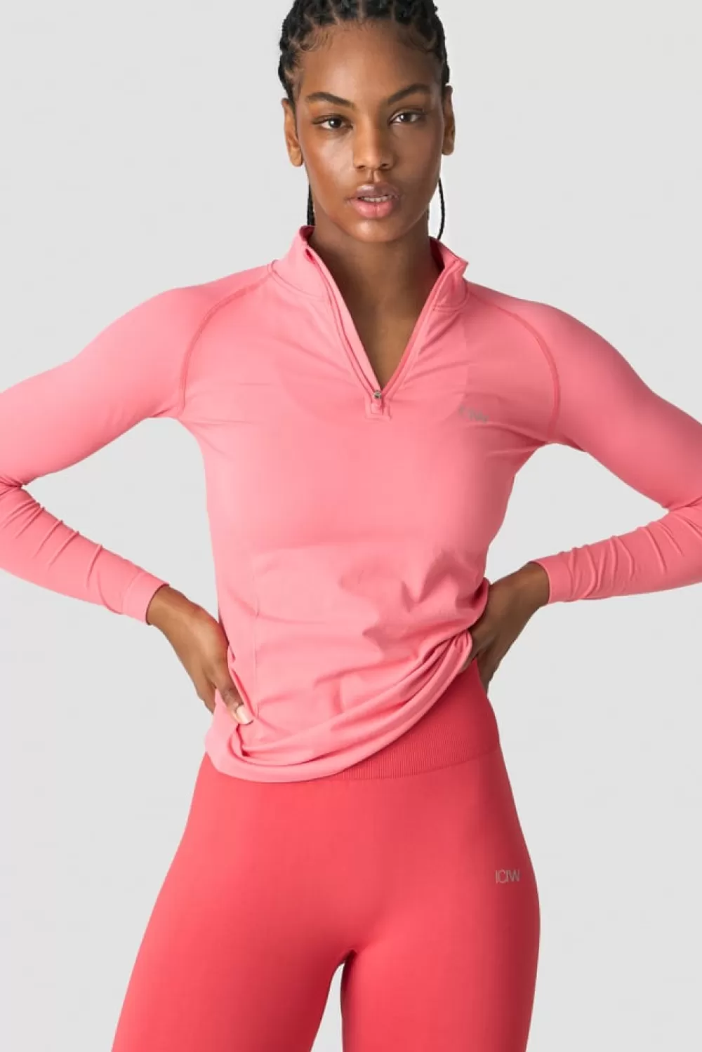 Women ICIW Everyday Seamless 1/4 Zip Wmn Rose