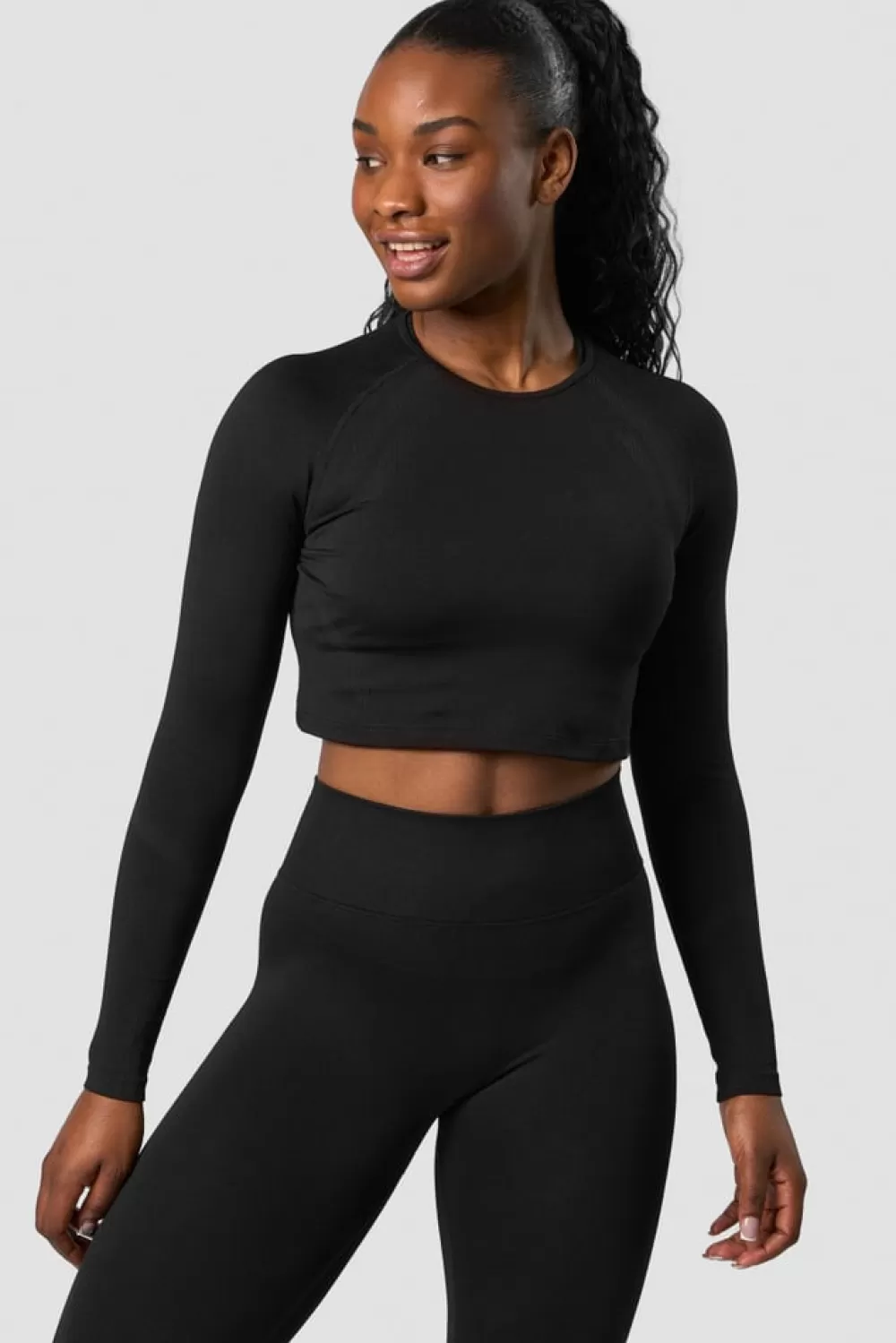 Women ICIW Impact Seamless LS Crop Black