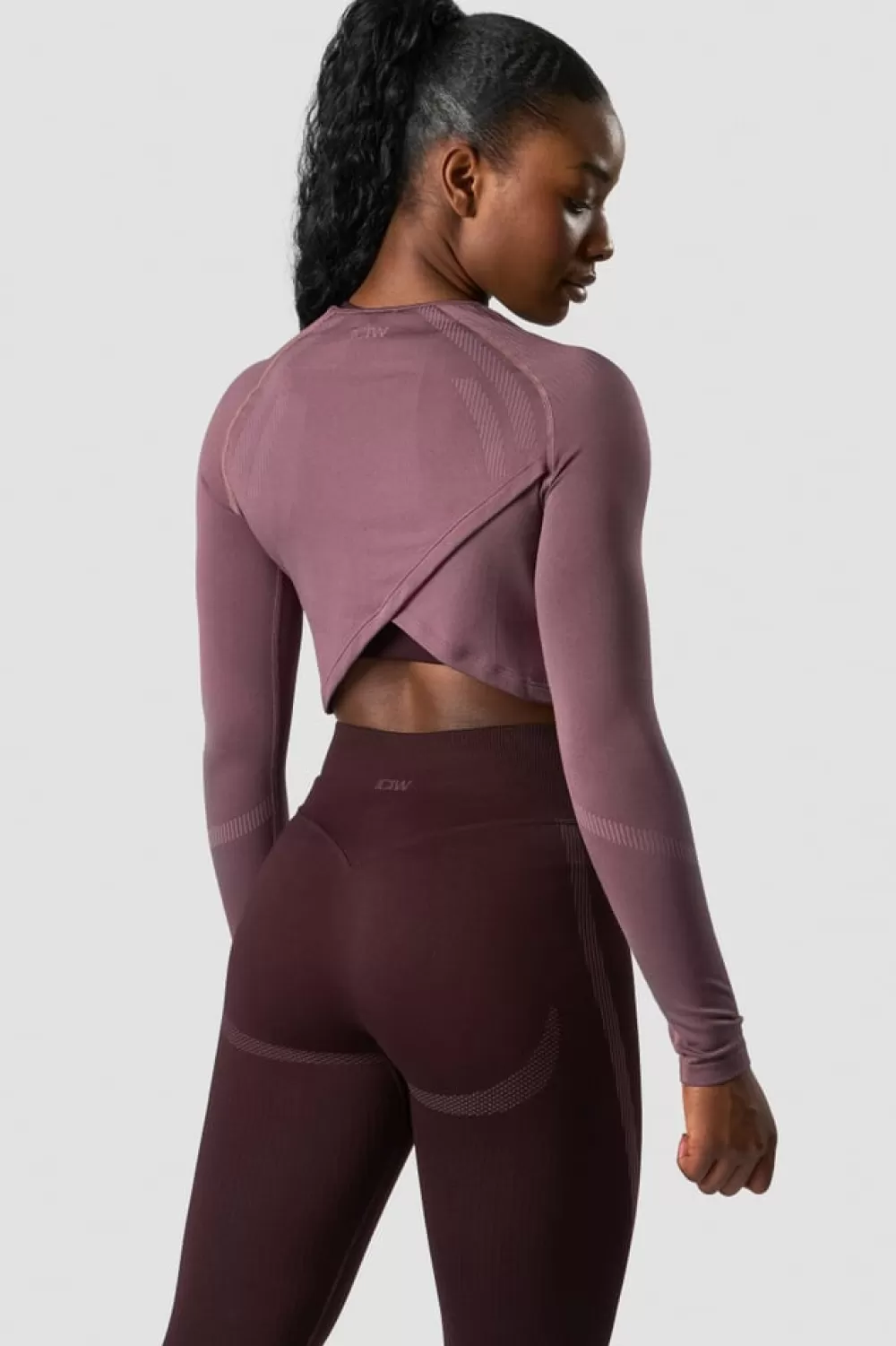 Women ICIW Impact Seamless LS Crop Top Purple