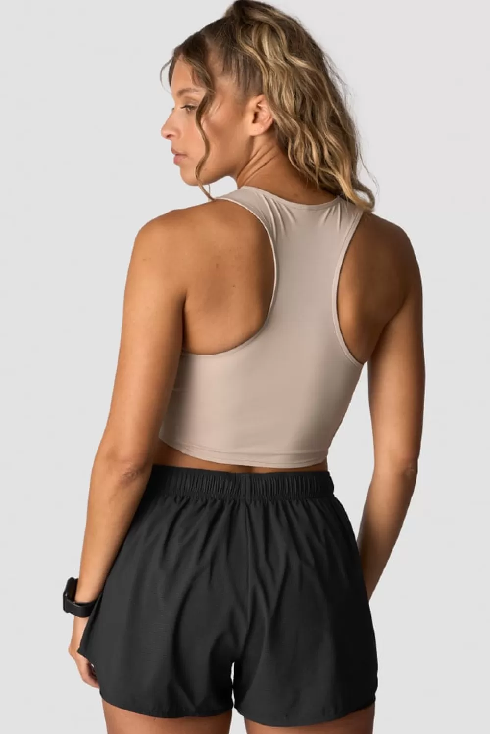 Women ICIW Mirage Cropped 1/4 Zip Tank Top Wmn Light Cool Brown
