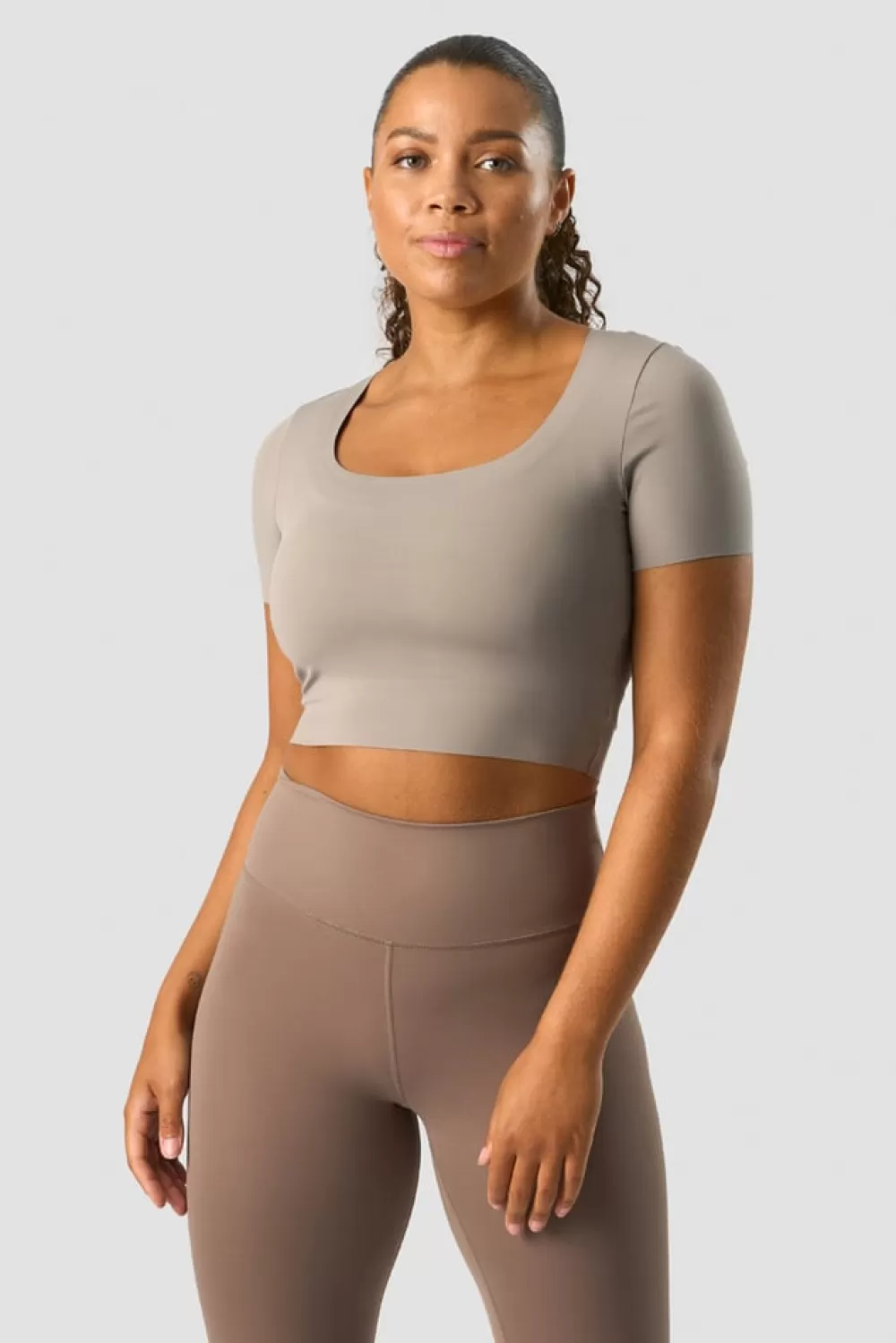 Women ICIW Nimble Soft Cropped T-shirt Greige