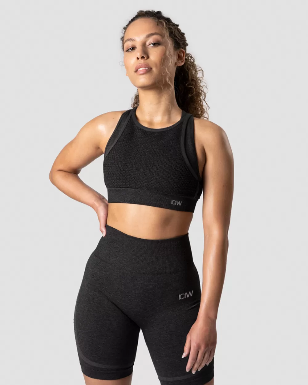 Women ICIW Queen Mesh Icon Sports Bra Graphite Melange