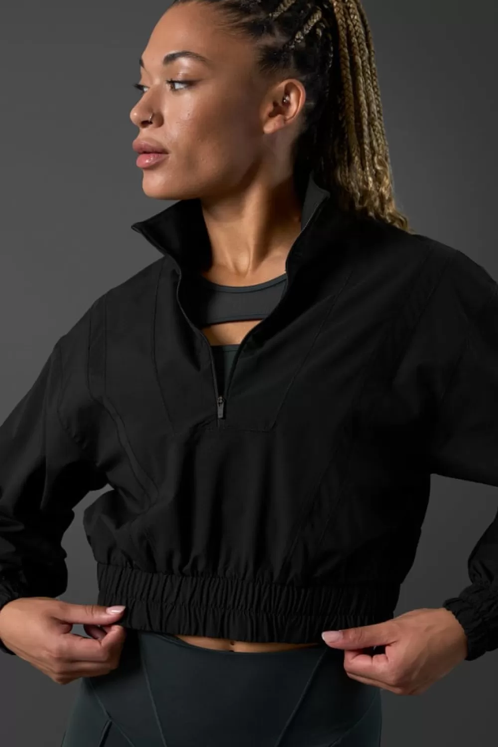 Women ICIW Reboot Cropped 1/4 Zip Black