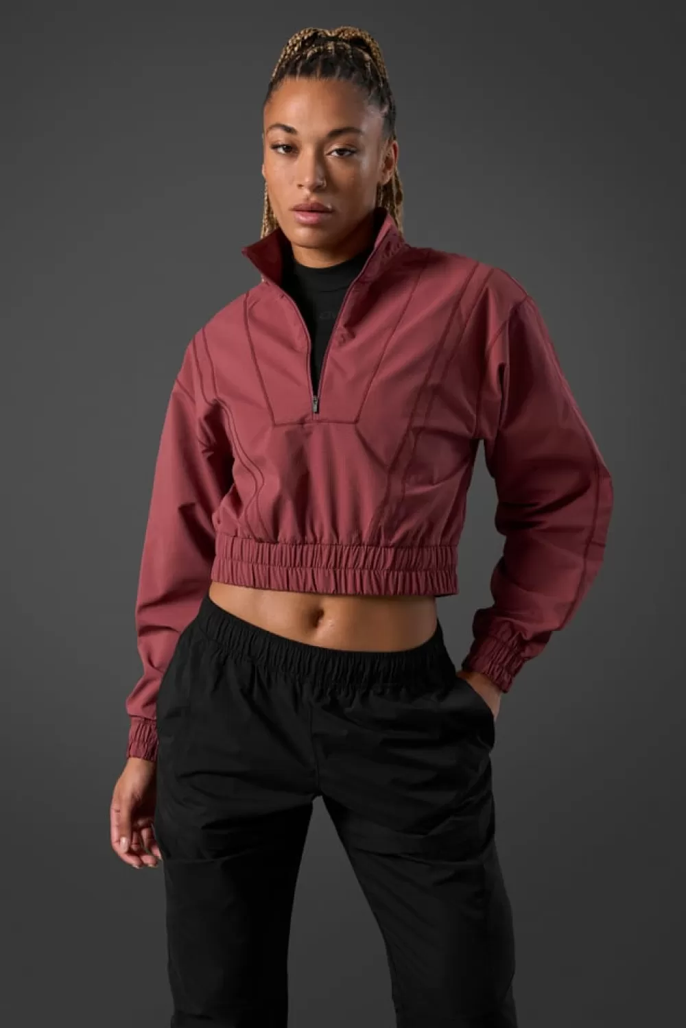 Women ICIW Reboot Cropped 1/4 Zip Brick Red