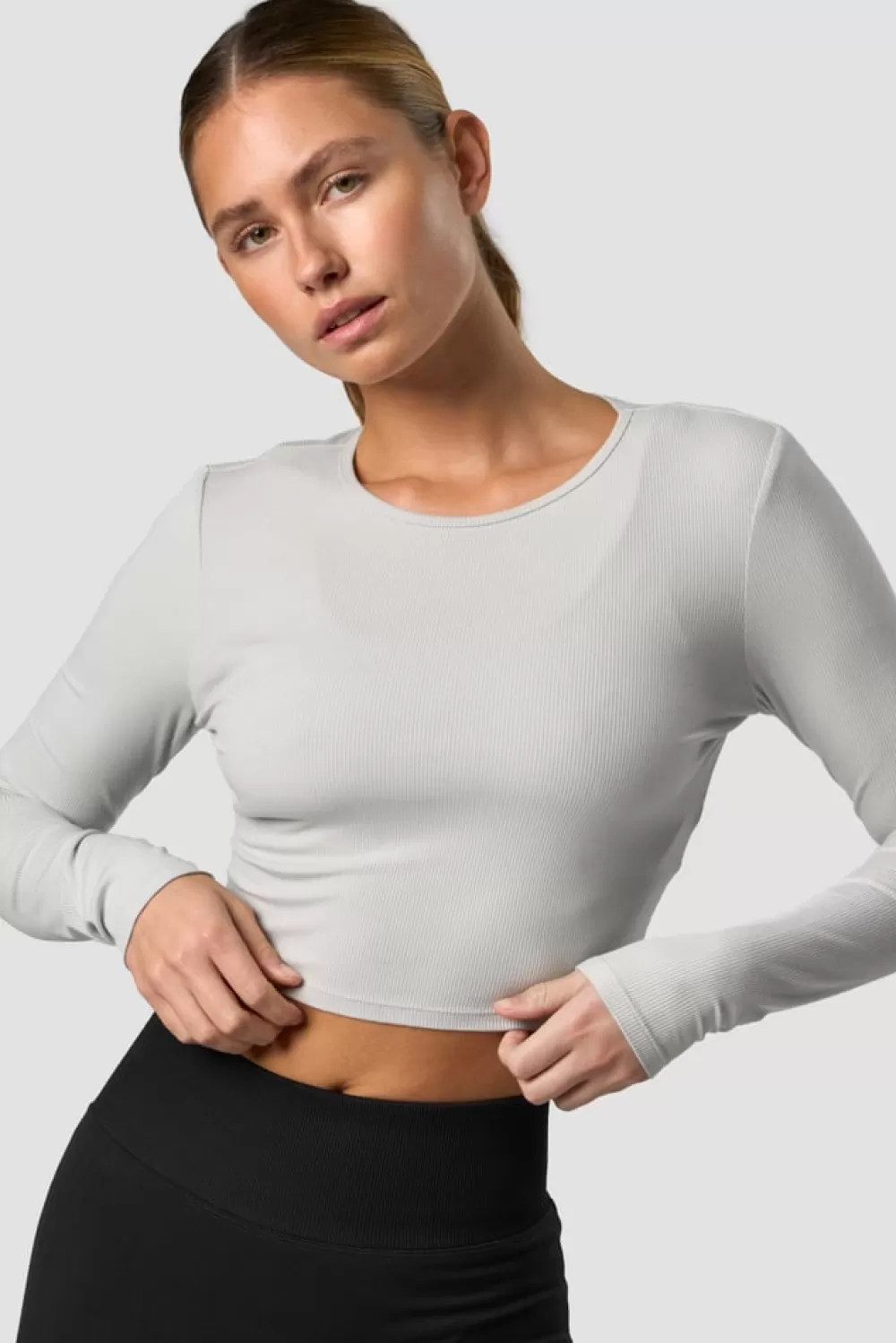 Women ICIW Recharge Cropped Long Sleeve Wmn Light Grey