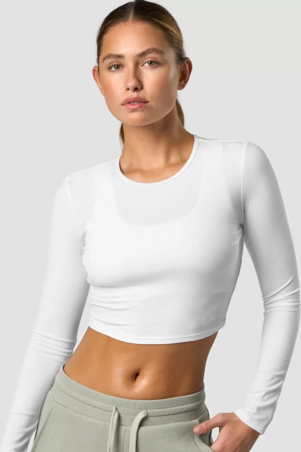 Women ICIW Recharge Cropped Long Sleeve Wmn White