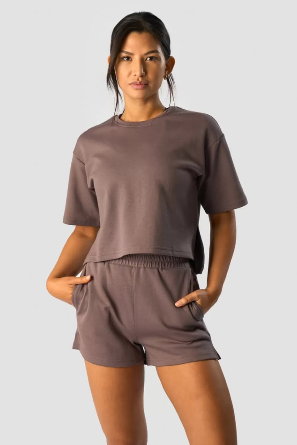 Women ICIW Revive Heavy Cropped T-Shirt Wmn Dusty Brown