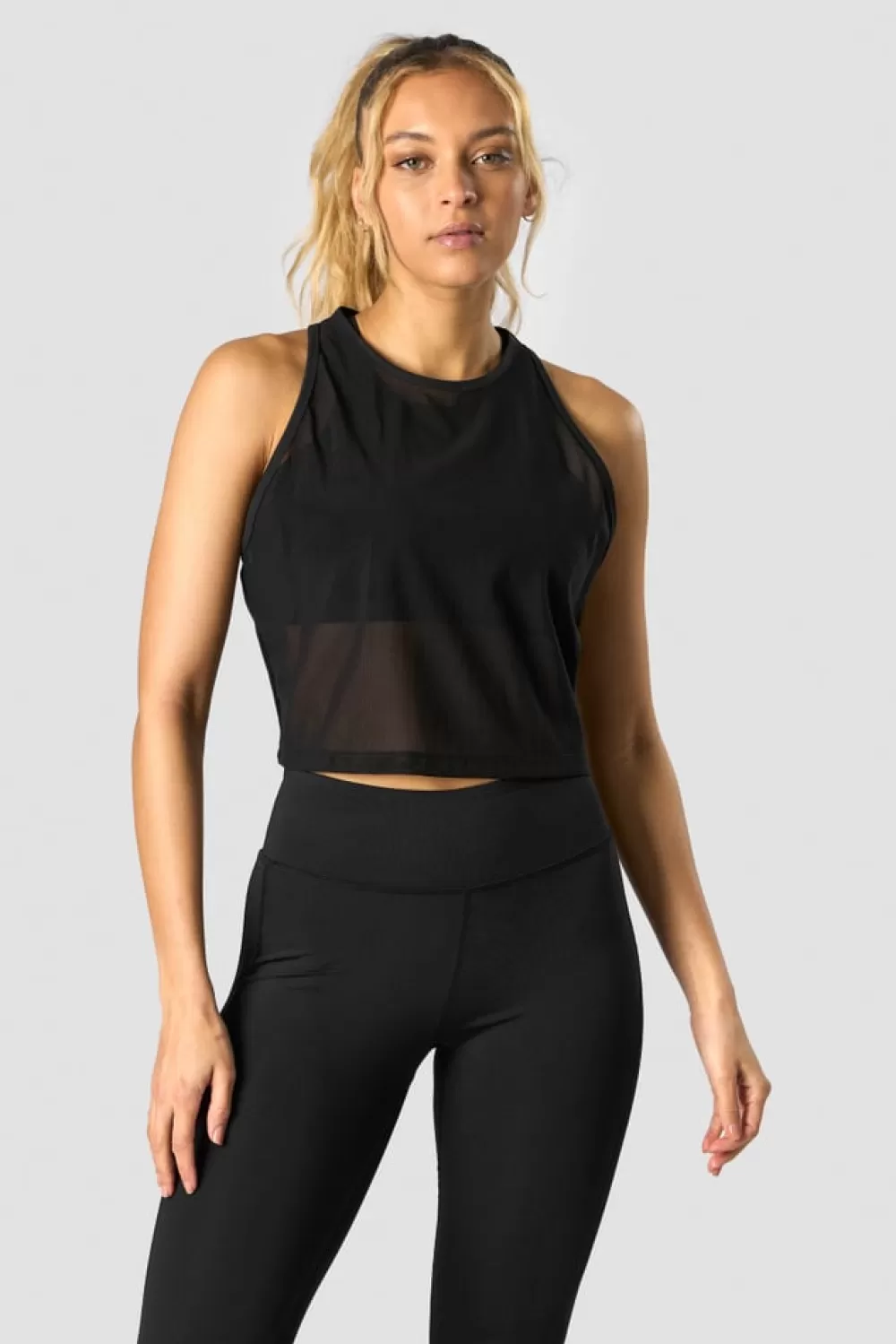 Women ICIW Revive Mesh Cropped Tank Top Wmn Black