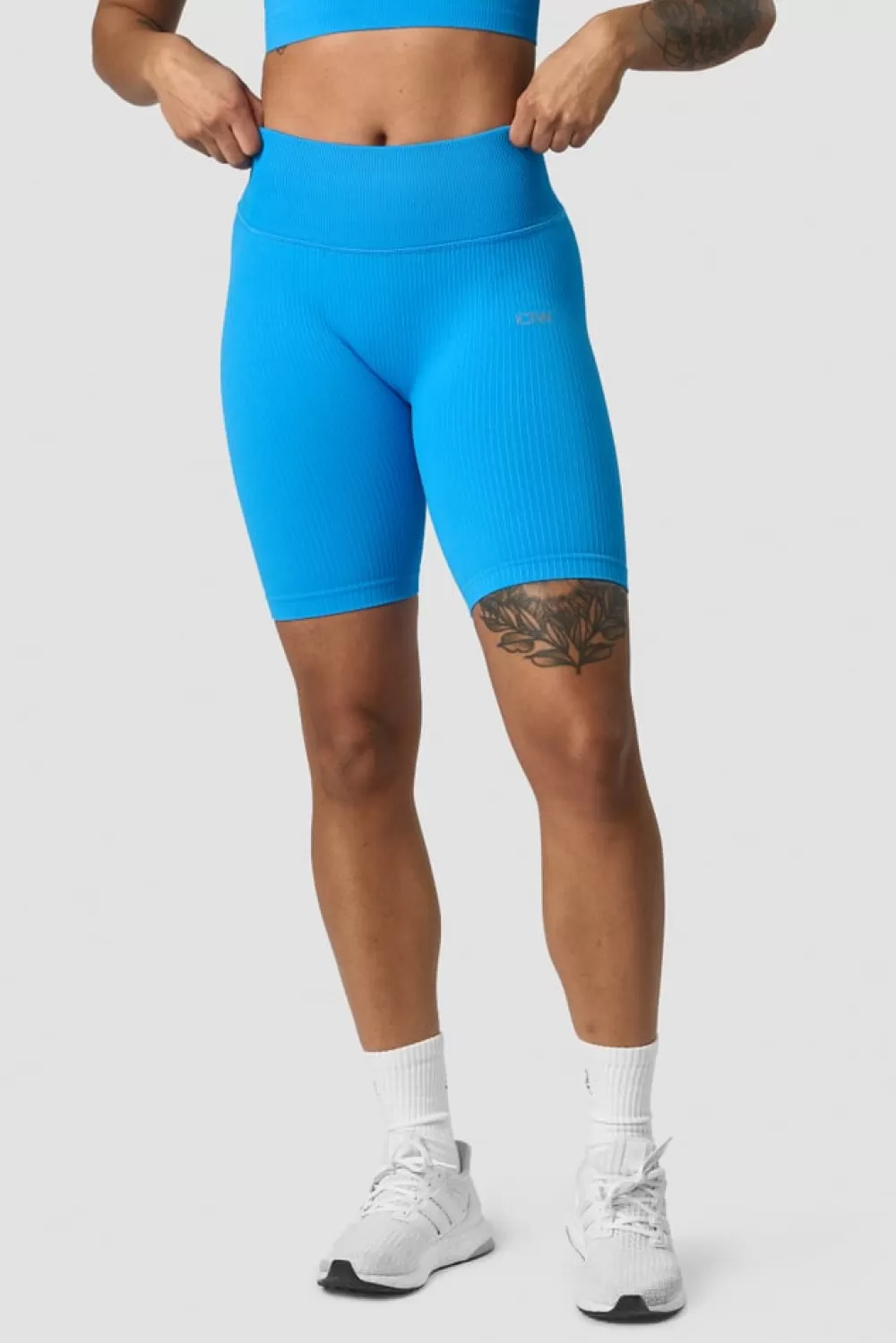 Women ICIW Ribbed Define Seamless Biker Shorts Azure Blue