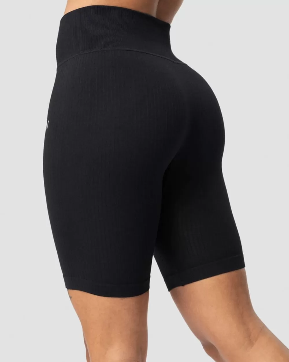 Women ICIW Ribbed Define Seamless Biker Shorts Black