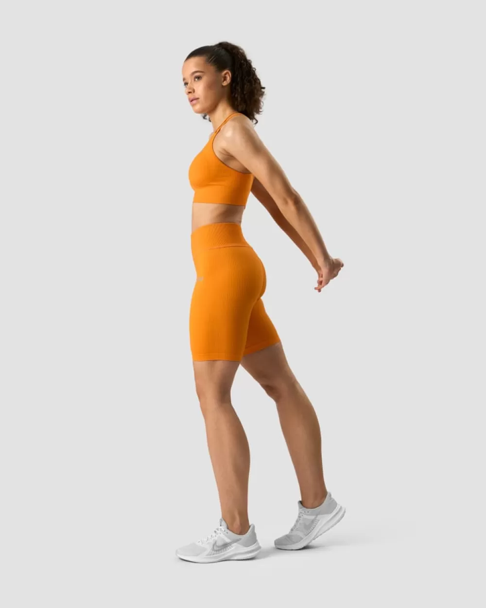 Women ICIW Ribbed Define Seamless Biker Shorts Wmn Bright Orange